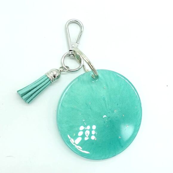 Seafoam n Stars Large Medallion Keychain  / Reading under the moon! - Picture 8 of 8